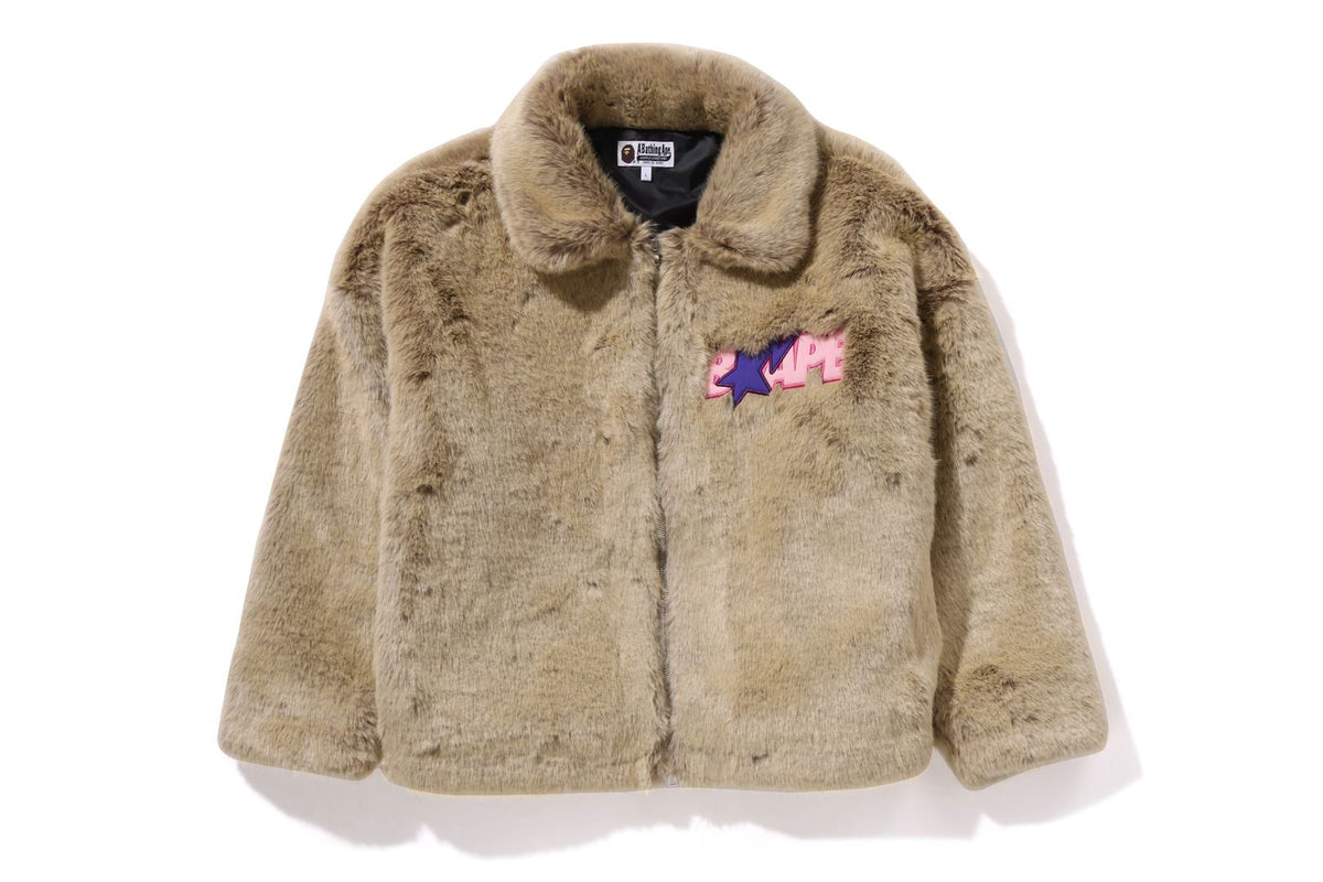 BAPE x Cactus Jack x Don Toliver Faux Fur Jacket Beige