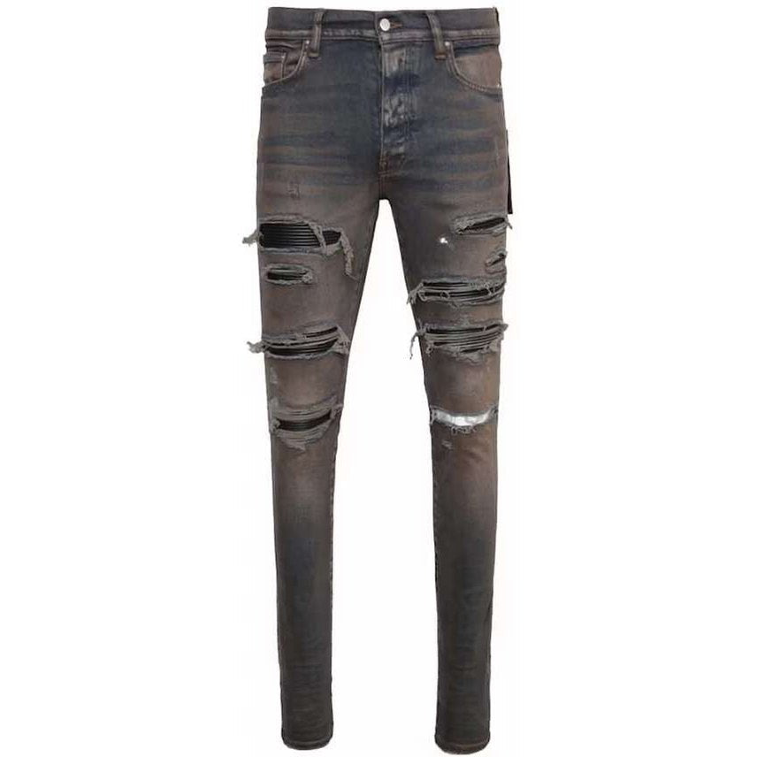 AMIRI Leather Thrasher Jeans Dark Indigo