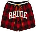 Rhude Flannel Collegiate Court Logo Shorts Red/Black