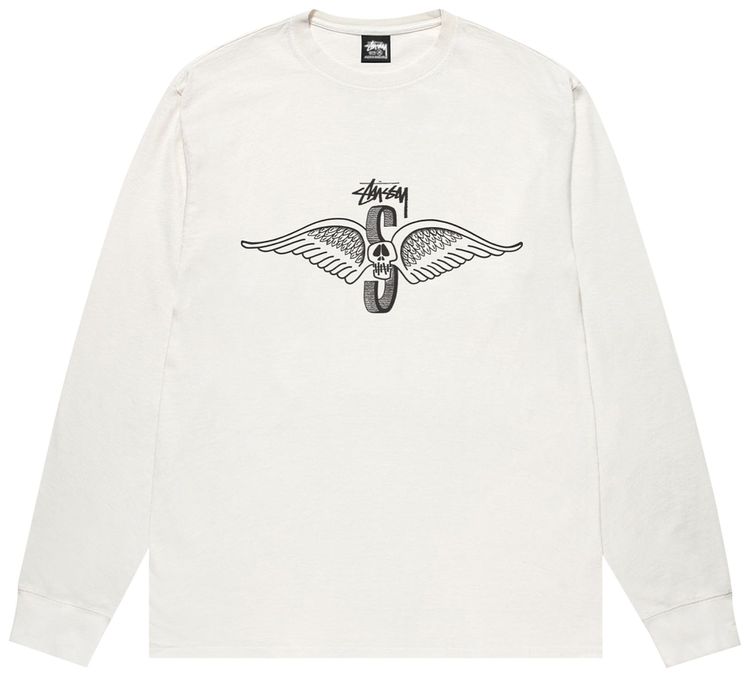 Stussy Skull Wings L/S Pigment Dyed Tee Natural