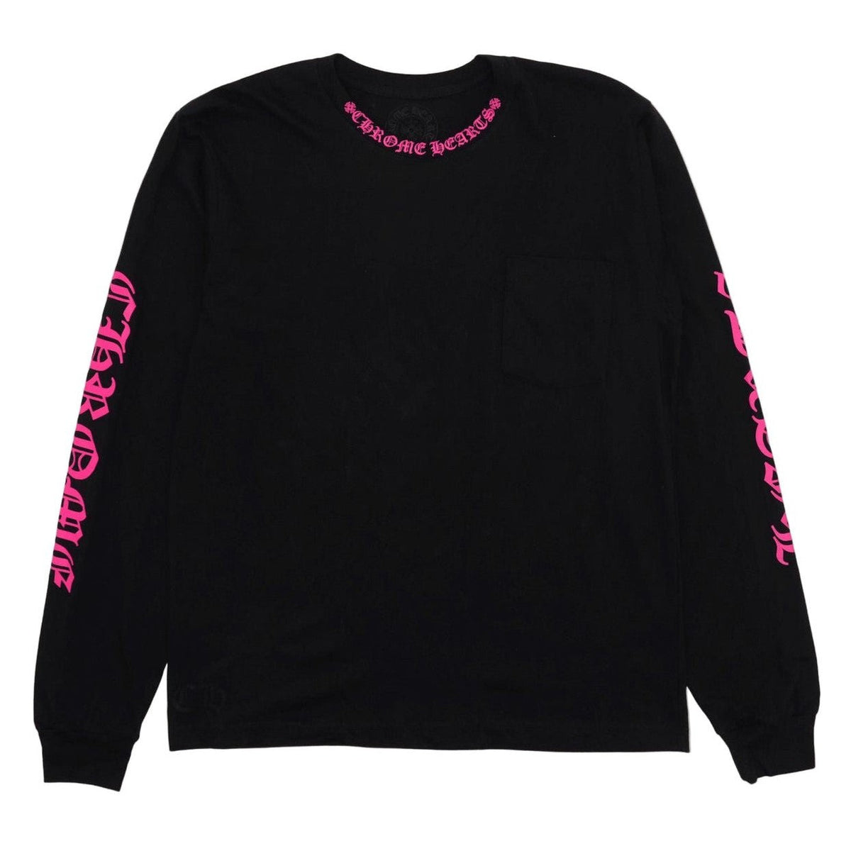Chrome Hearts Long Sleeve Pocket T-Shirt Black Hot Pink