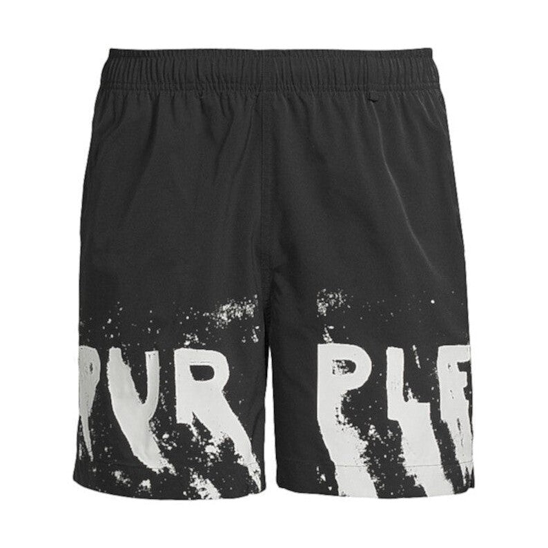 Purple Brand Painted Fleece Shorts Black