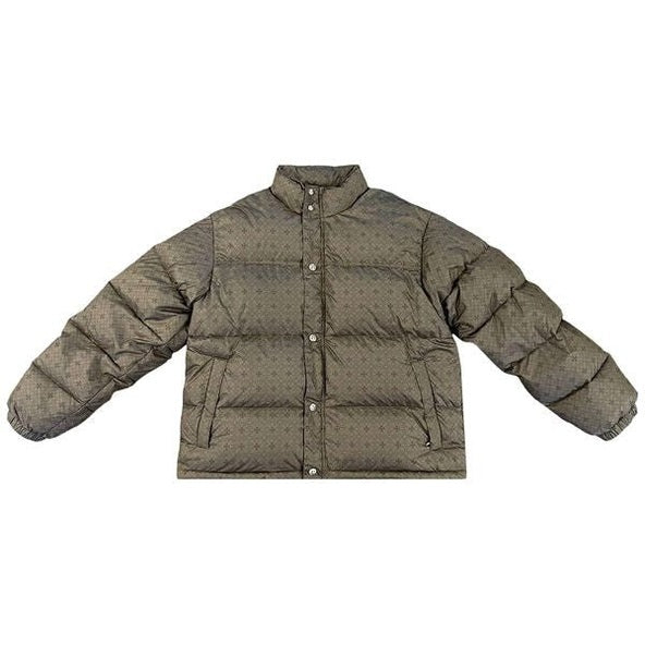 Chrome Hearts Monogram Print Puffer Jacket Olive