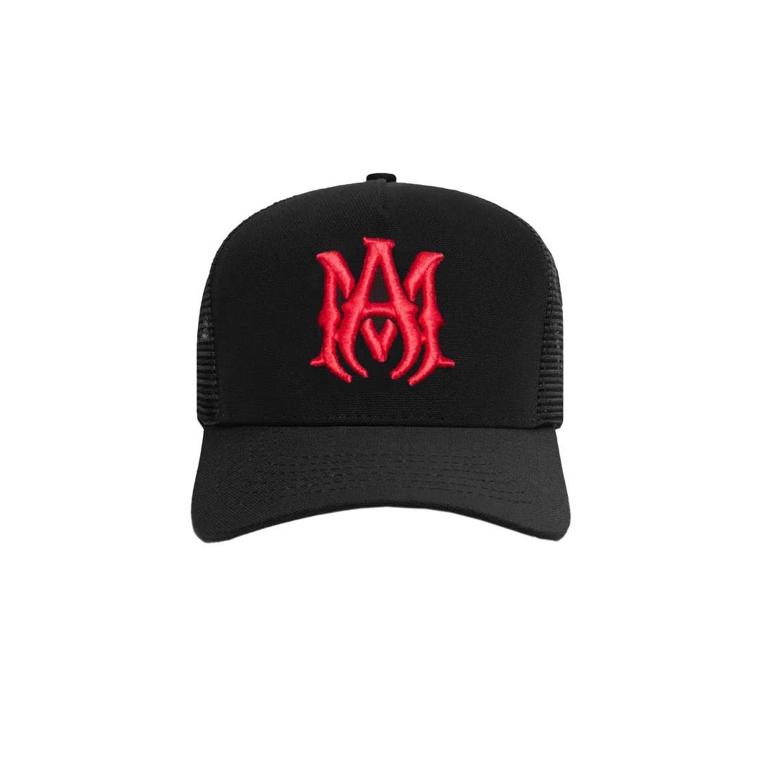 AMIRI MA Logo Trucker Hat Black Red