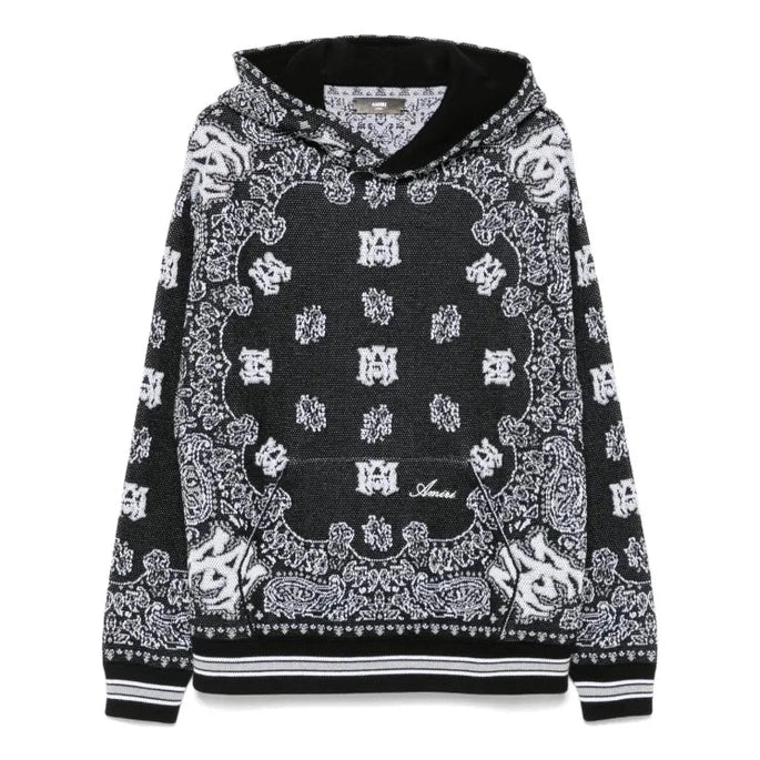 AMIRI Bandana Hoodie Black White