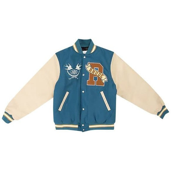 Rhude Sparrow Varsity Jacket Slate/Creme