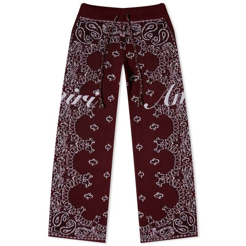 AMIRI Bandana Knit Kick Flare Pants Burgundy