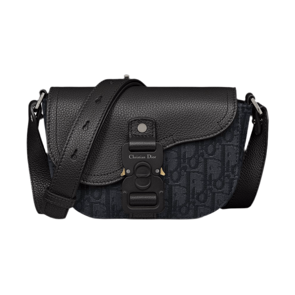 Dior Mini Saddle Messenger Bag with Flap Black