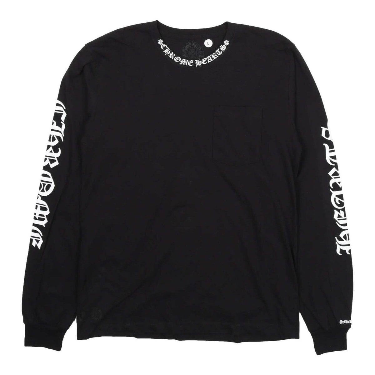 Chrome Hearts Script Collar Logo Long Sleeve T-Shirt Black White