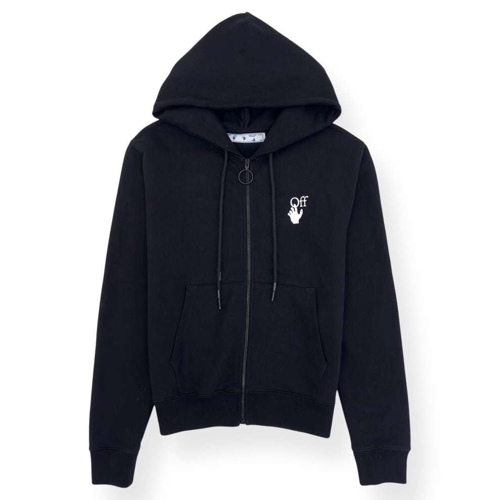 Off-White ZIP UP CUT HERE HOODIE BLACK / WHITE