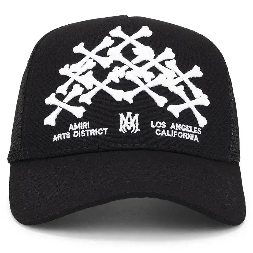 AMIRI Bones Stacked Trucker Hat Black