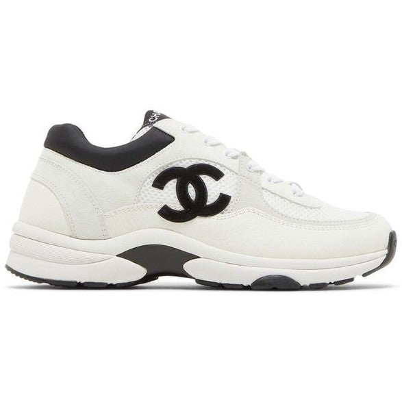 Chanel Low Top Suede Trainer White Black