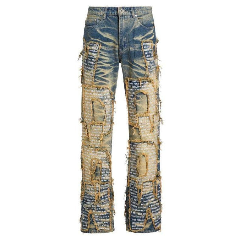 Who Decides War Logo Distressed Straight-Leg Jeans