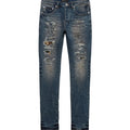 Purple Brand P001 Camo-Patch Distressed Slim-Leg Jeans In Blue