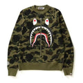 BAPE 1st Camo Printed Zip Shark Crewneck Green