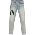 AMIRI Staggered Logo Jeans Blue