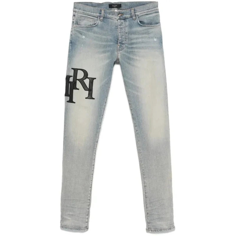 AMIRI Staggered Logo Jeans Blue