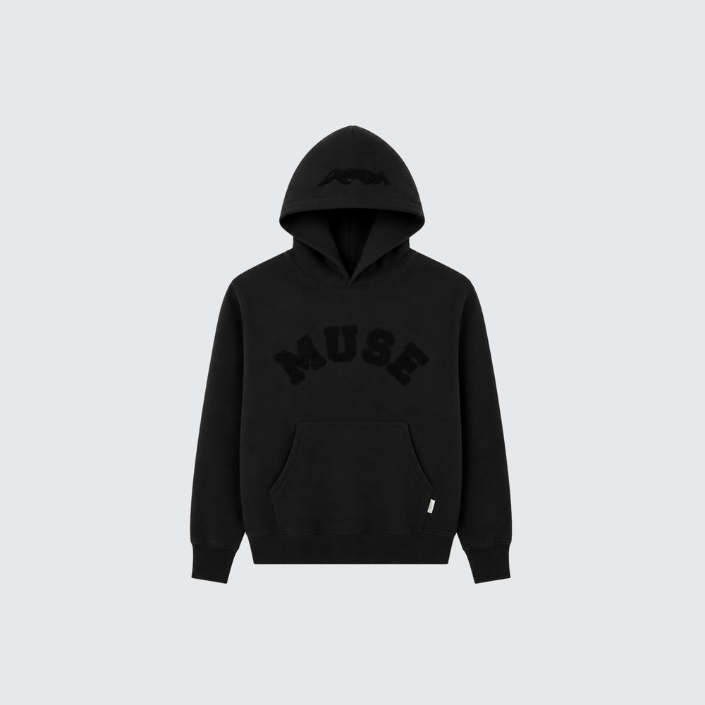CBM Heavyweight Chenille Hoodie Coal Black — front view