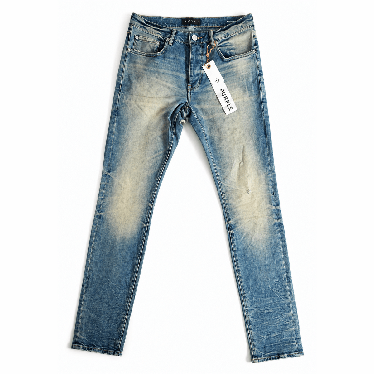 Purple Brand P001 Slim Patch Work Blue Distressed