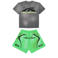 Hellstar T-Shirt and Shorts Set Grey Green