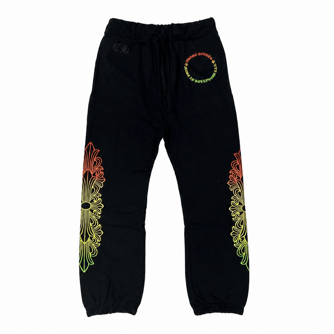 Chrome Hearts Gradient Floral Circle Sweatpants Black