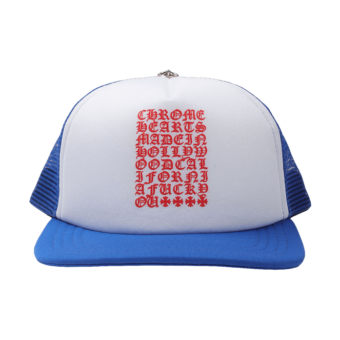 Chrome Hearts Eyechart Trucker Hat Blue White