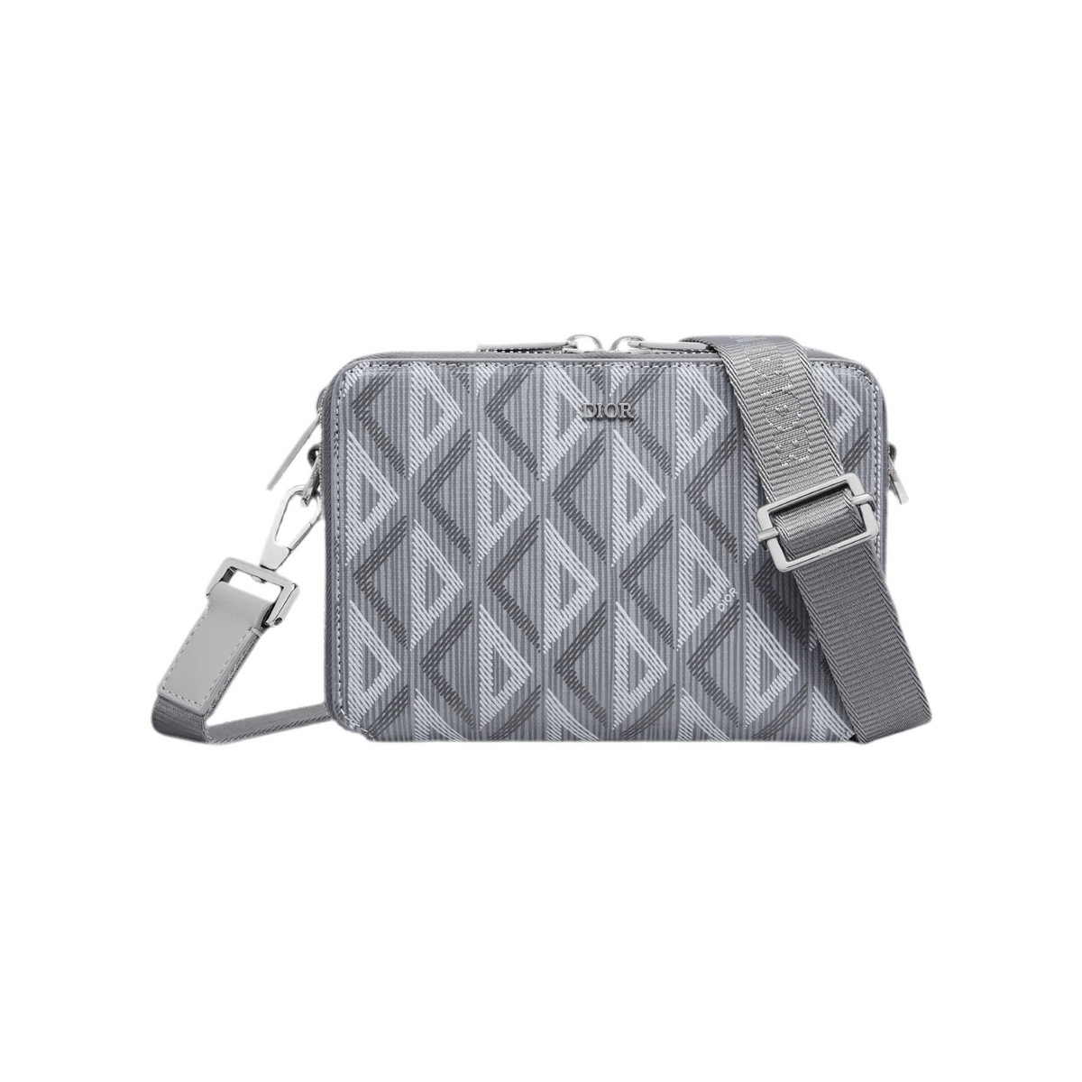 Dior Zipped Pouch Grey Canvas CD Diamond Print