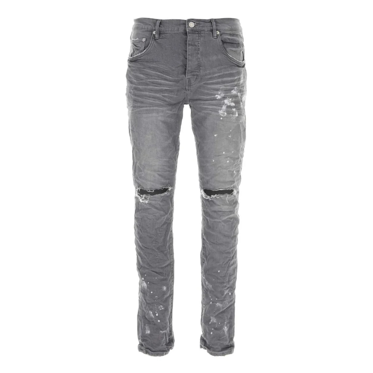 Purple Brand P001 Worn Grey Knee Slit Jeans
