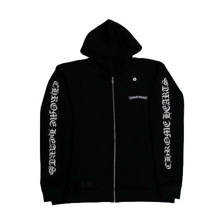 Chrome Hearts Scroll Logo Zip Up Hoodie Black
