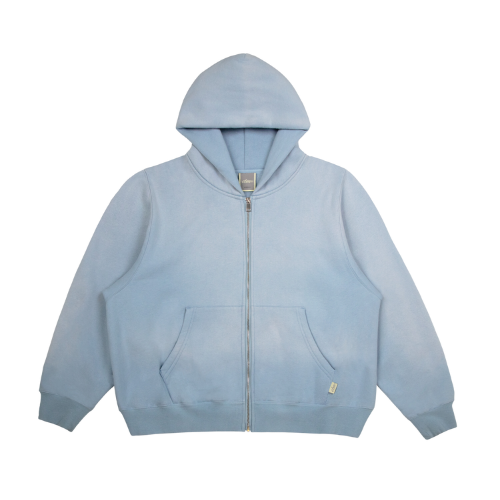 CBM Heavyweight Zip Up Hoodie Soft Blue Wash