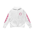 Chrome Hearts Pink Horseshoe Floral Sleeve Pullover Hoodie White