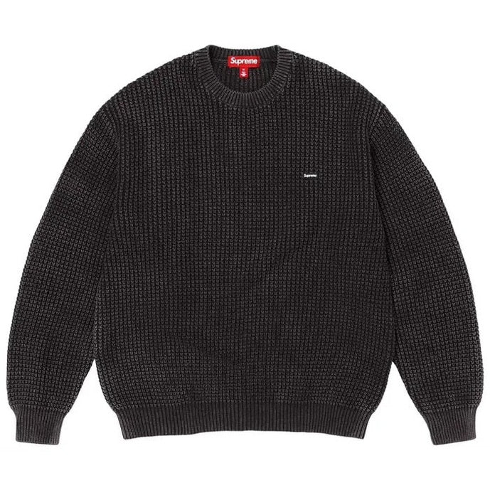 Supreme Washed Small Box Waffle Sweater Black