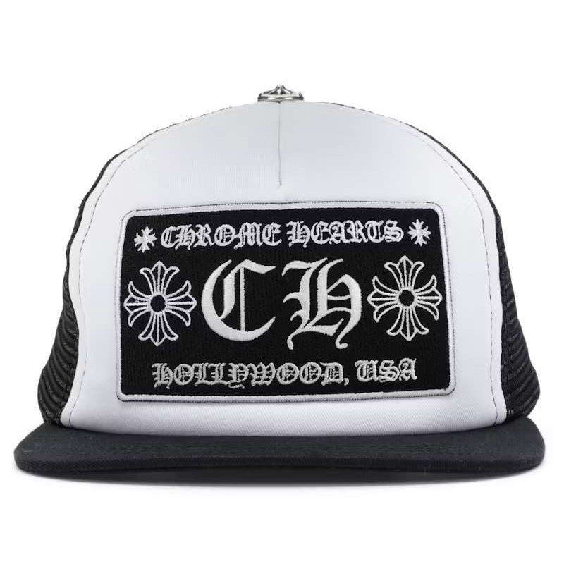 Chrome Hearts CH Hollywood Trucker Hat Black/White