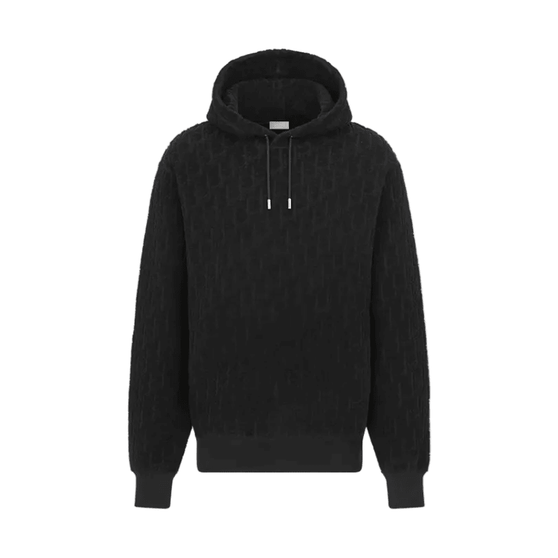 Dior Oblique Relaxed-Fit Hooded Sweatshirt Black Cotton Fleece