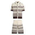 AMIRI Checkered Mesh Shirt and Shorts Set Cream Brown