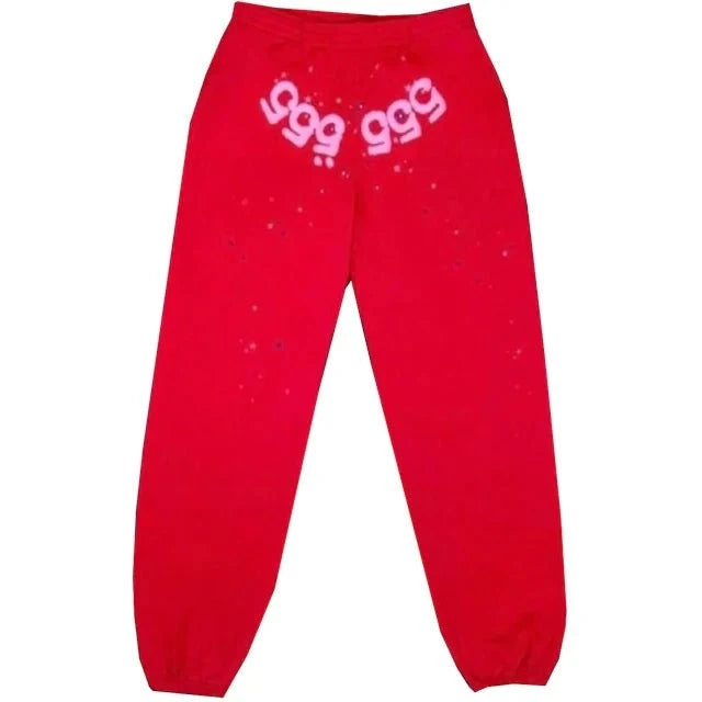 Sp5der Worldwide Red Angel Number 555 Sweatpants Red