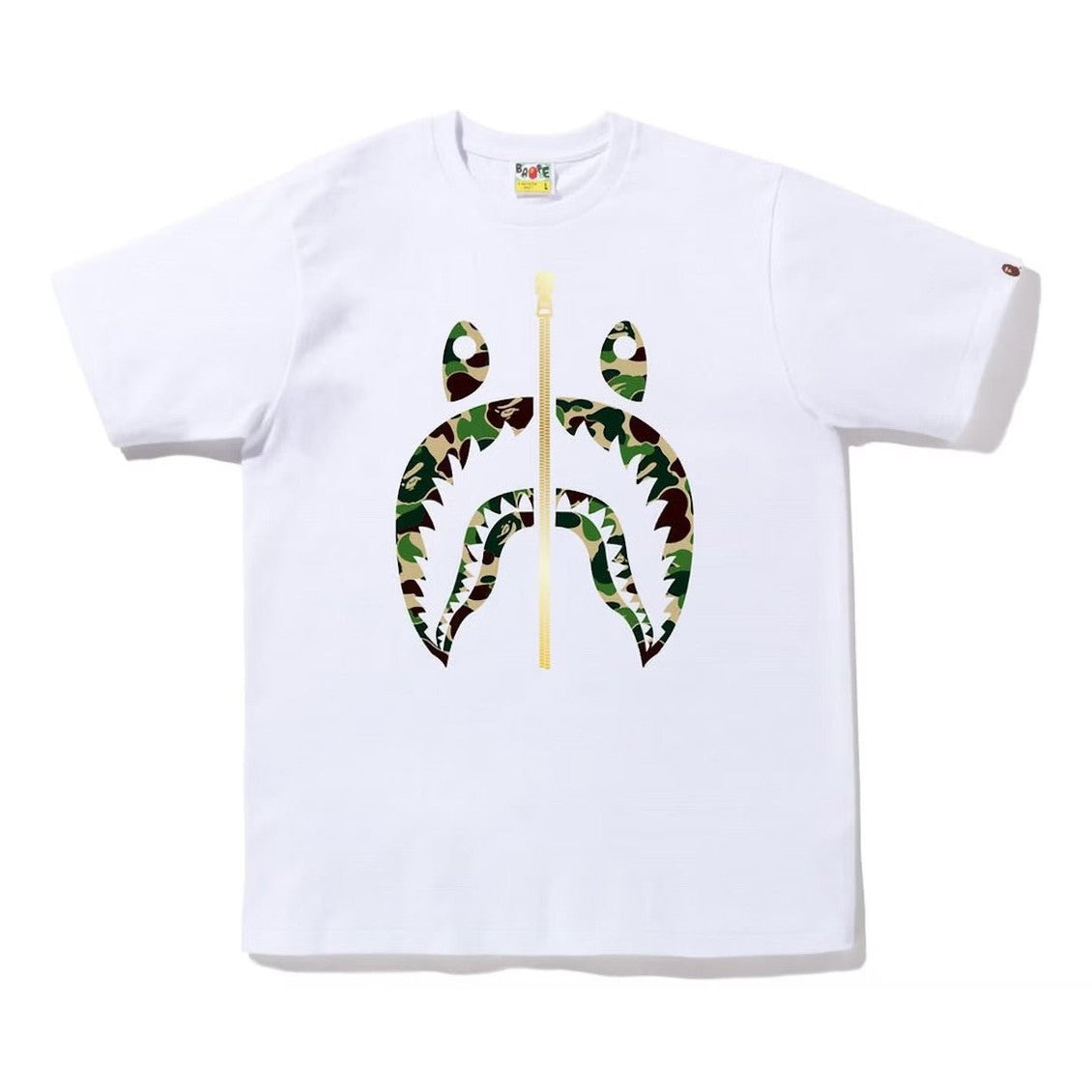 BAPE ABC Camo Gold Zip Shark Tee (SS23) White Green