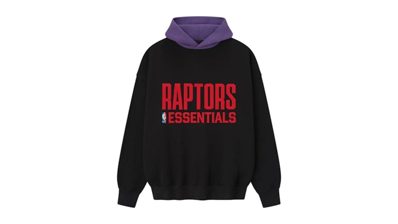 Fear of God Essentials Raptors Sport Hoodie Black Purple Reign