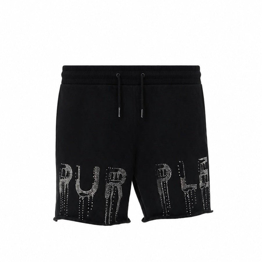 Purple Brand Hotfix Crystal Shorts Black