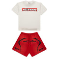 Hellstar Warm Up T-Shirt and Shorts Set White Red