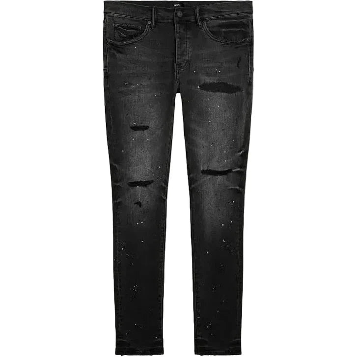 Purple Brand P001 Reflective Paint Skinny Jeans Black