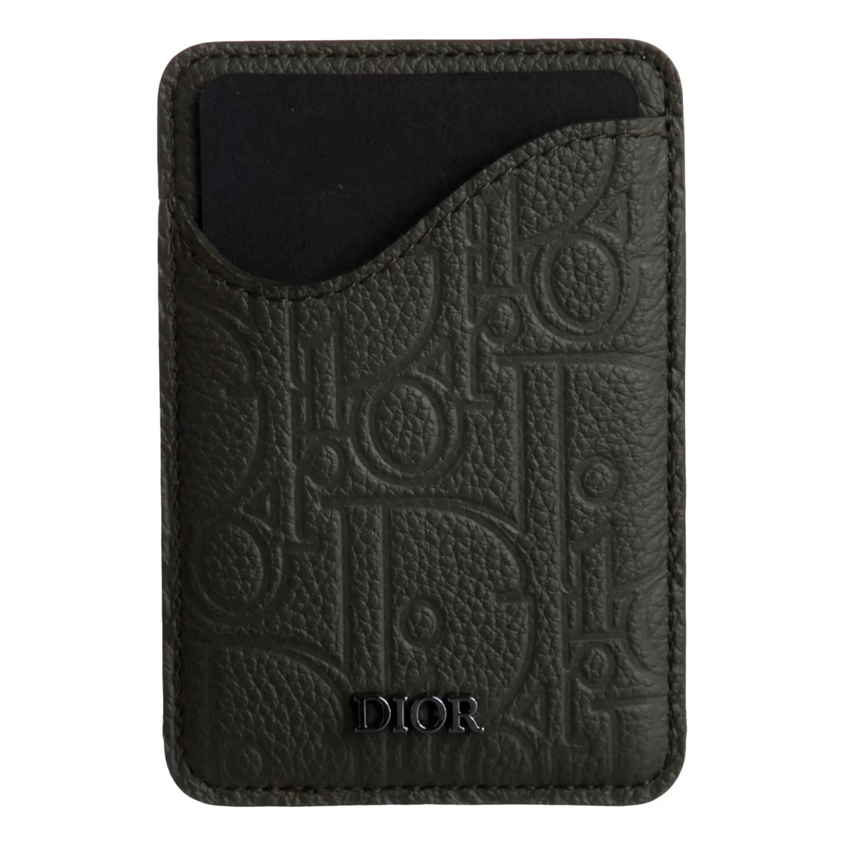 Dior Gravity Leather Saddle Magnetic Card Holder Green