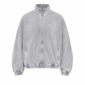 Alexander Wang Embossed Logo Track Jacket in Velour Washed Grey