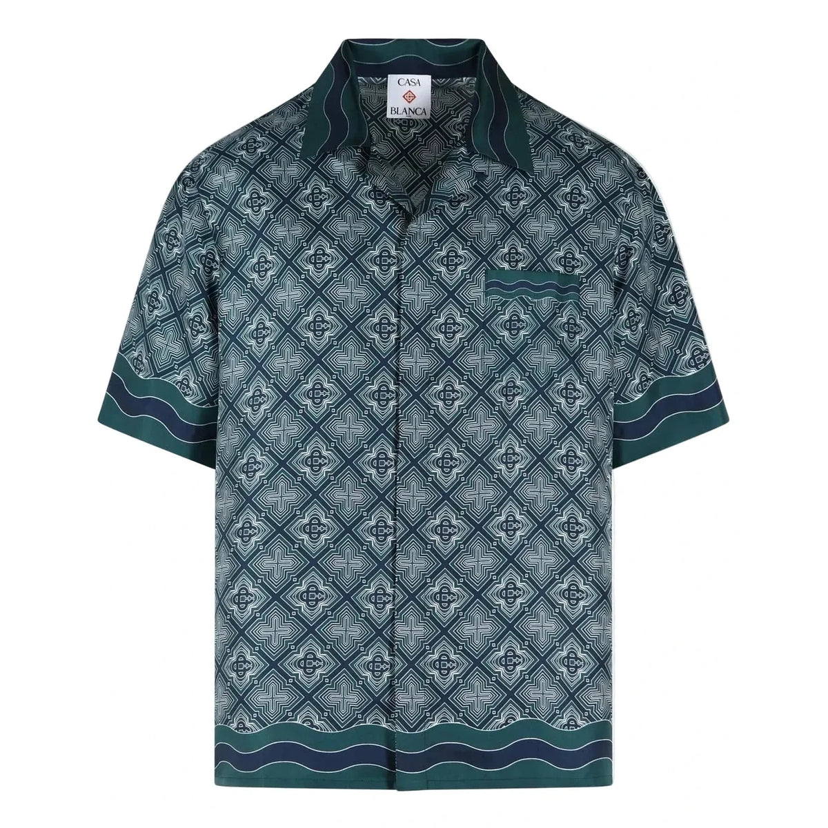 Casablanca Monogram Printed Short-Sleeve Shirt Green