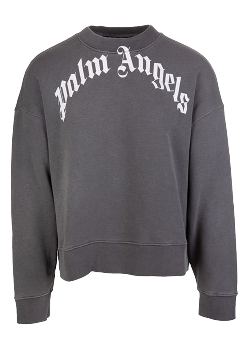 Palm Angels Curved Logo Crewneck Black/White