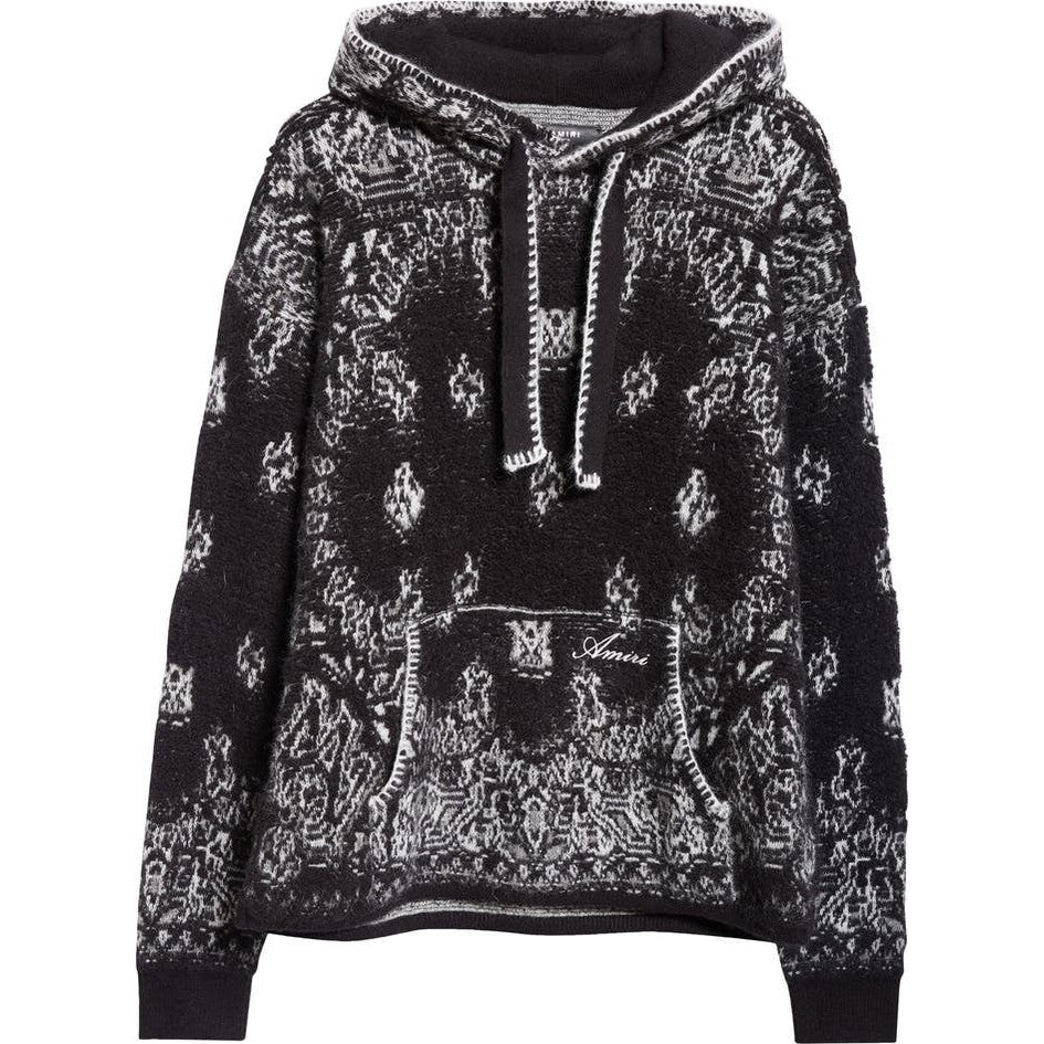 AMIRI Bandana Jacquard Hoodie Black White