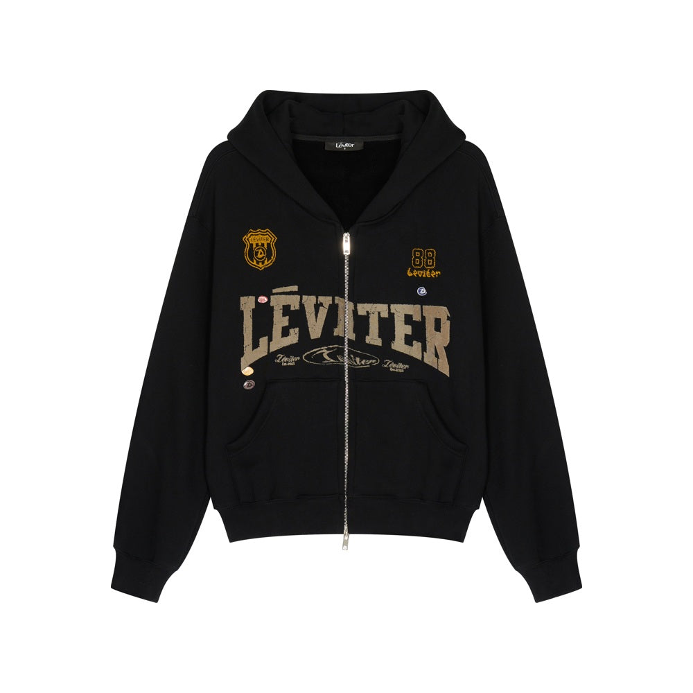 Léviter College Graphic Zip Hoodie Black