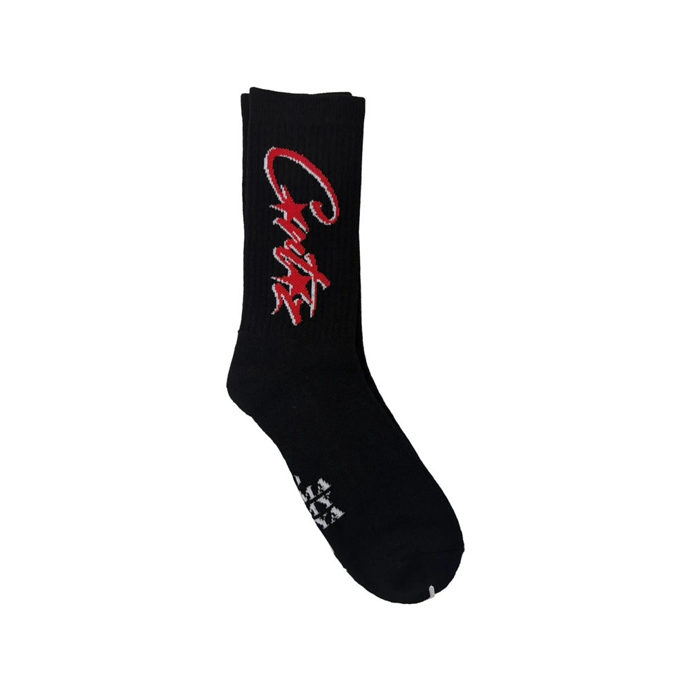 Corteiz Allstarz Socks Black Red
