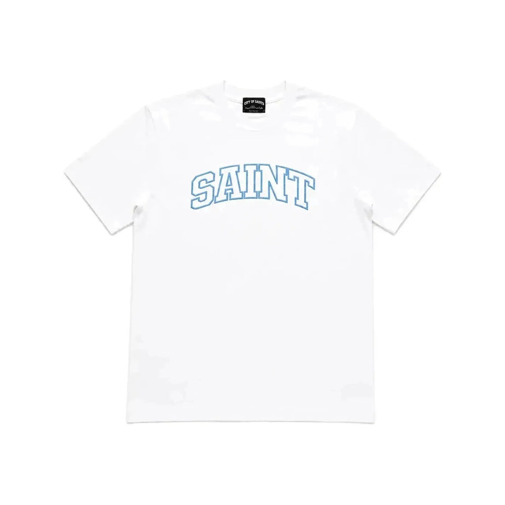 Saint Heavyweight Outline Logo T-Shirt White Blue