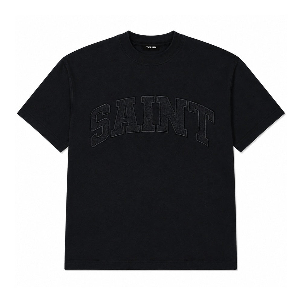 SAINT Heavyweight Black Patch Black Tee